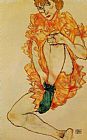 Egon Schiele The Green Stocking painting